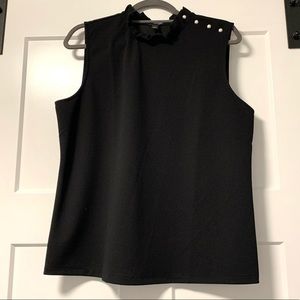 Ann Taylor Pearlized Button Ruffle Neck Top